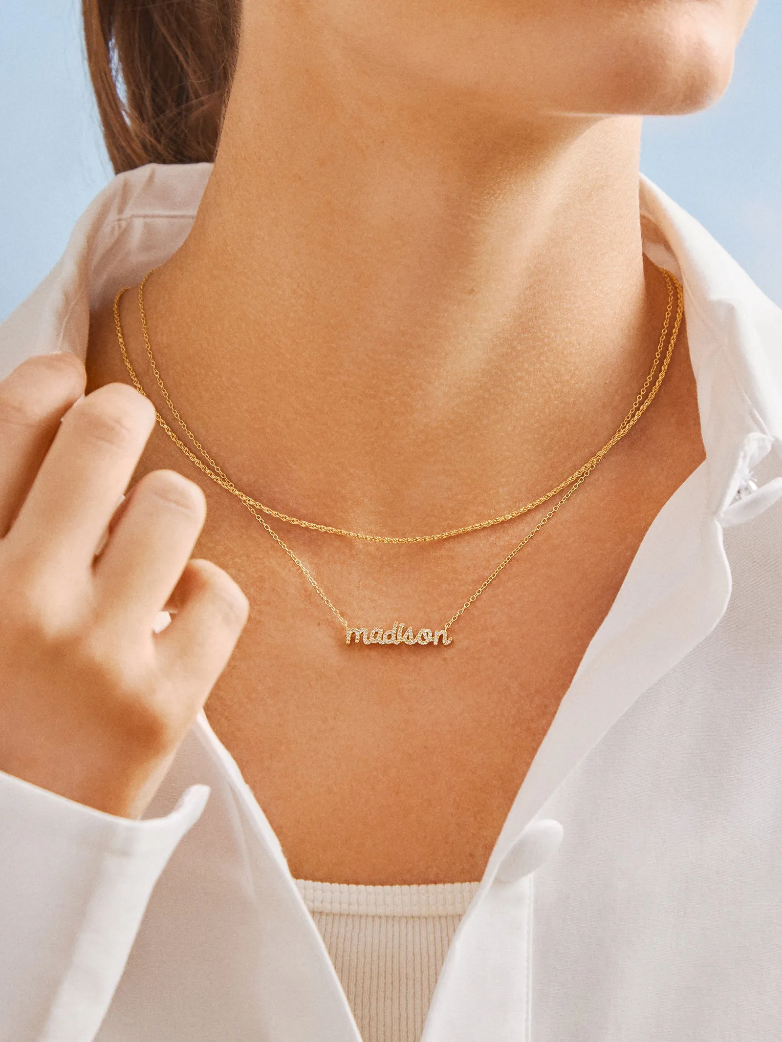 18K Gold Mini Custom Nameplate Necklace - Small