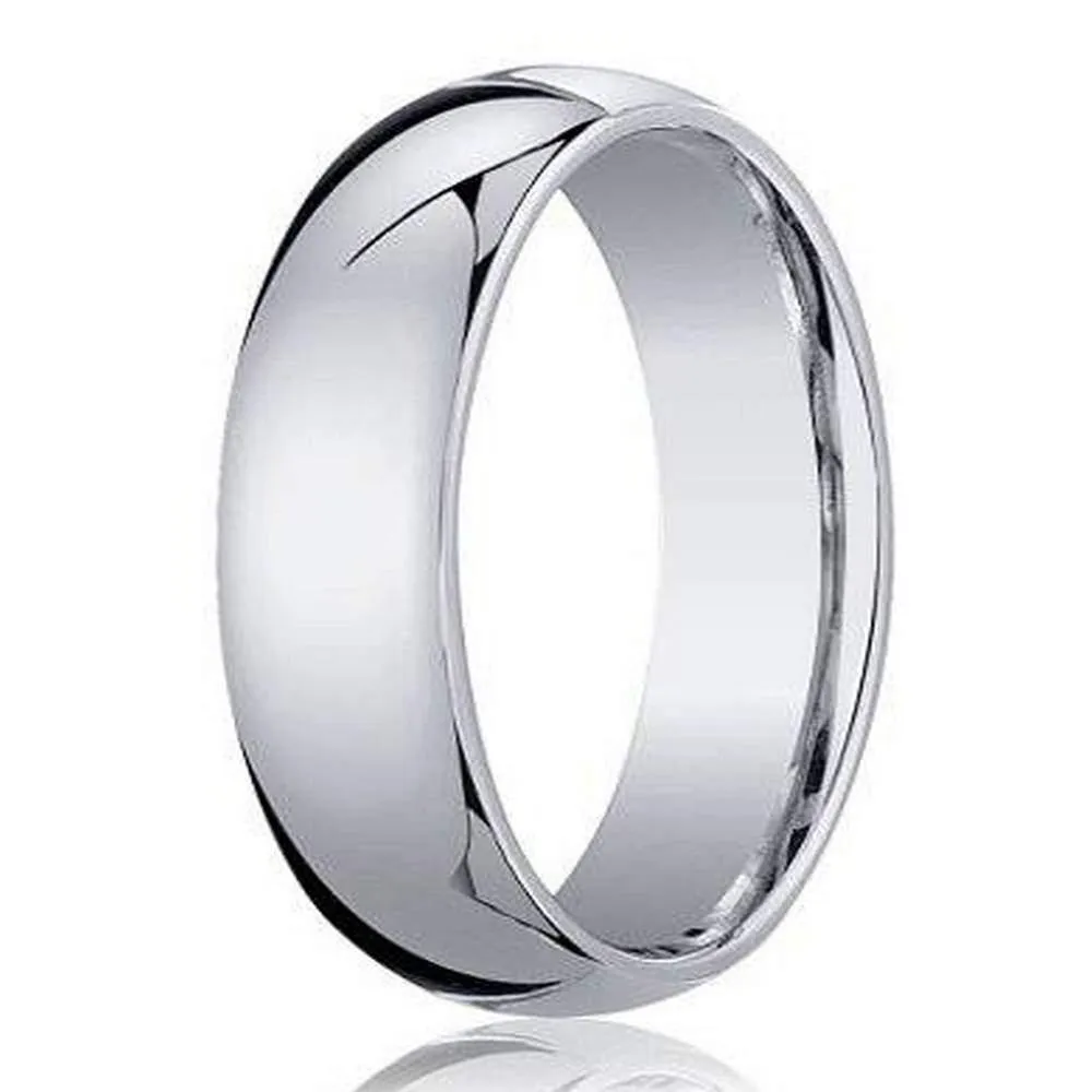 6mm Domed Comfort-fit 10K White Gold Wedding Band