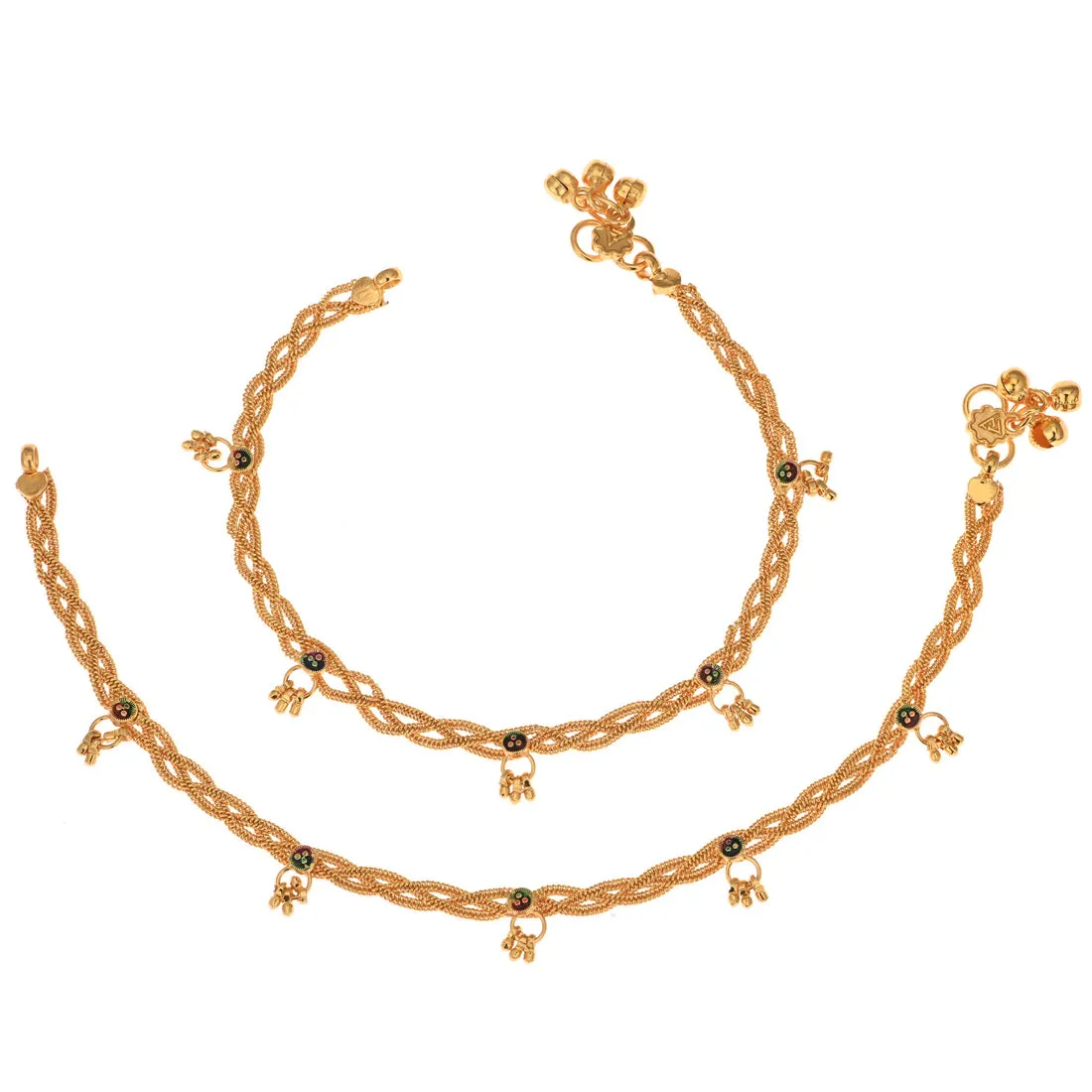 AanyaCentric Gold Plated Traditional Anklets Payal - Classic and Stylish for Women and Girls