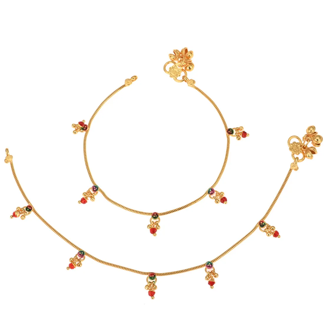 AanyaCentric Gold Plated Traditional Anklets Payal - Classic and Stylish for Women and Girls