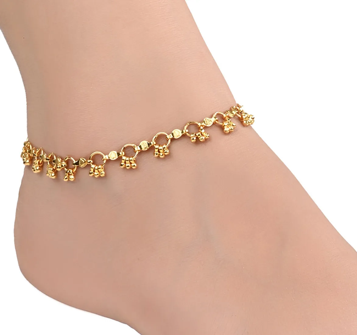 AanyaCentric Gold Plated Traditional Anklets Payal - Classic and Stylish for Women and Girls