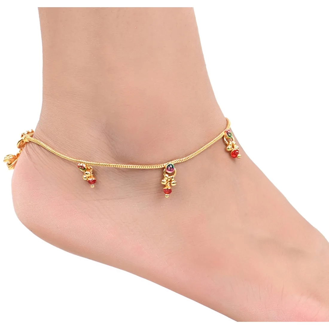 AanyaCentric Gold Plated Traditional Anklets Payal - Classic and Stylish for Women and Girls