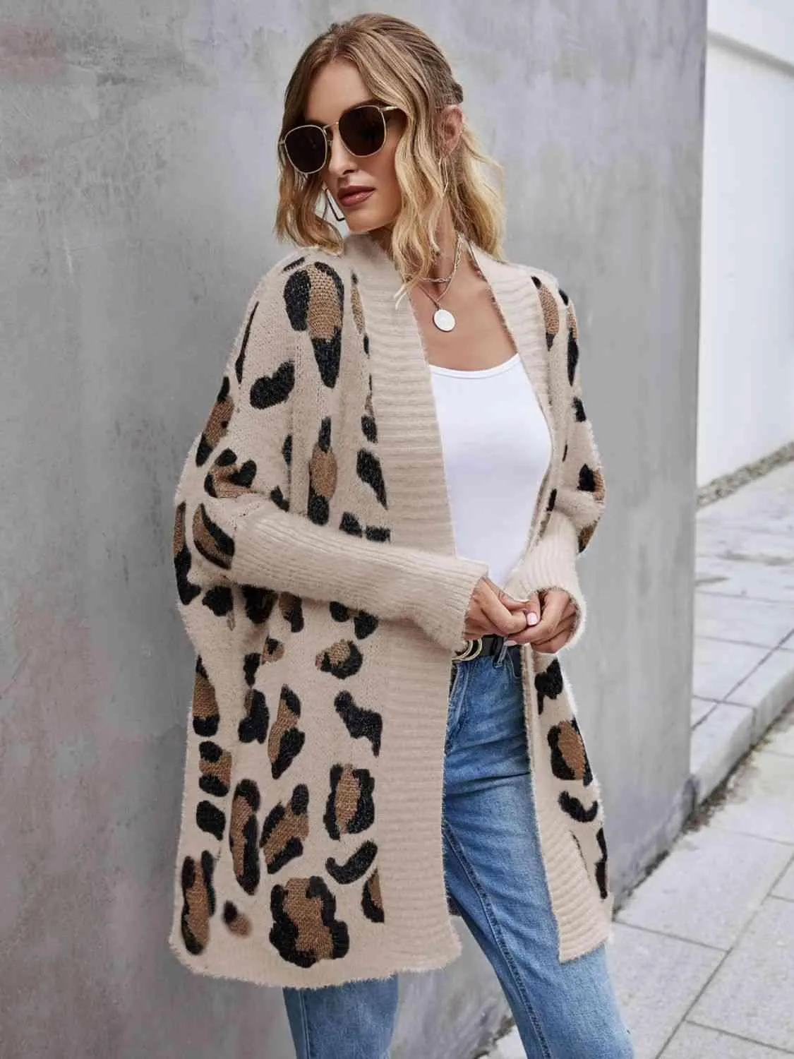 Abby Leopard Pattern Fuzzy Cardigan