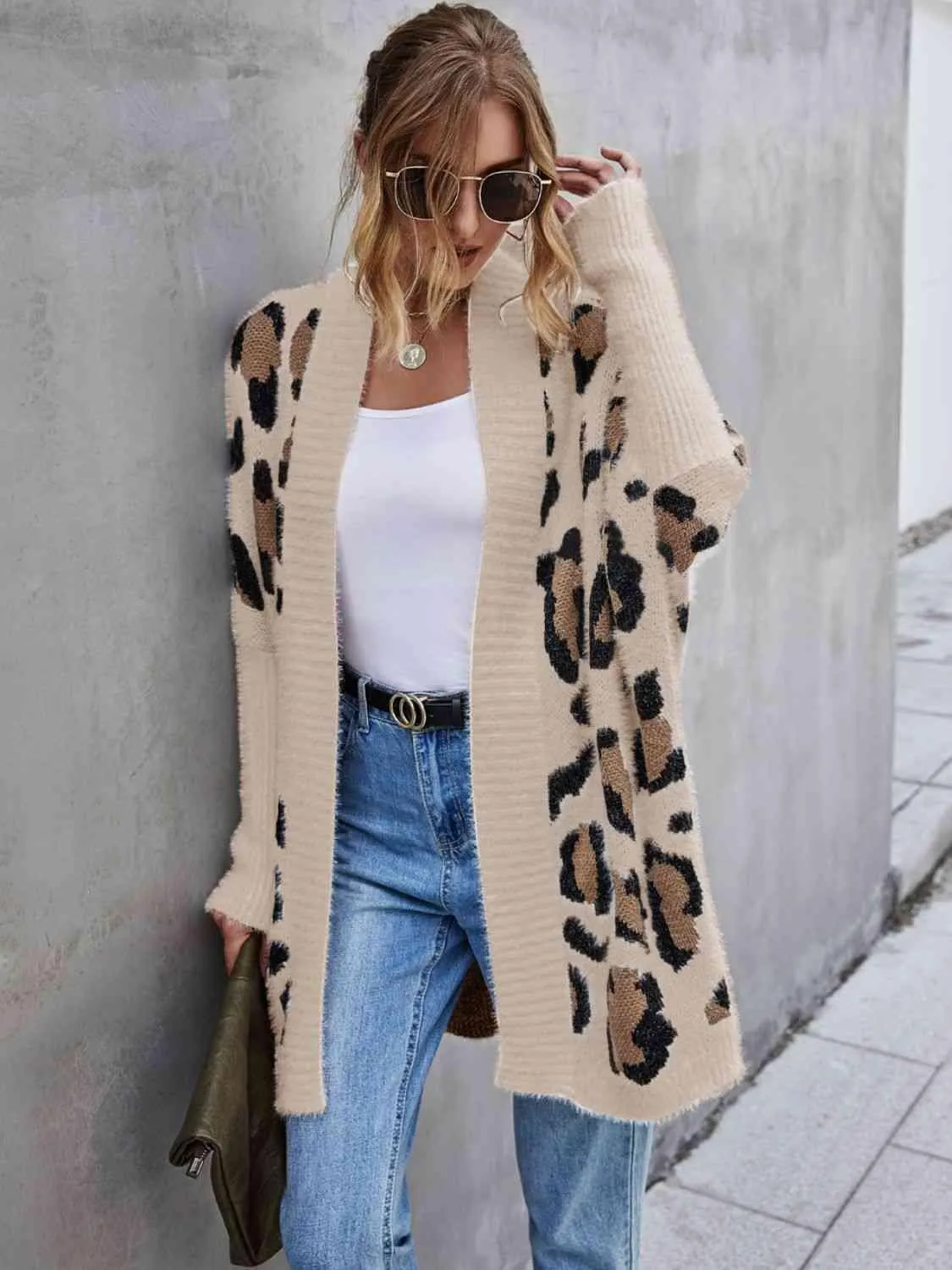 Abby Leopard Pattern Fuzzy Cardigan