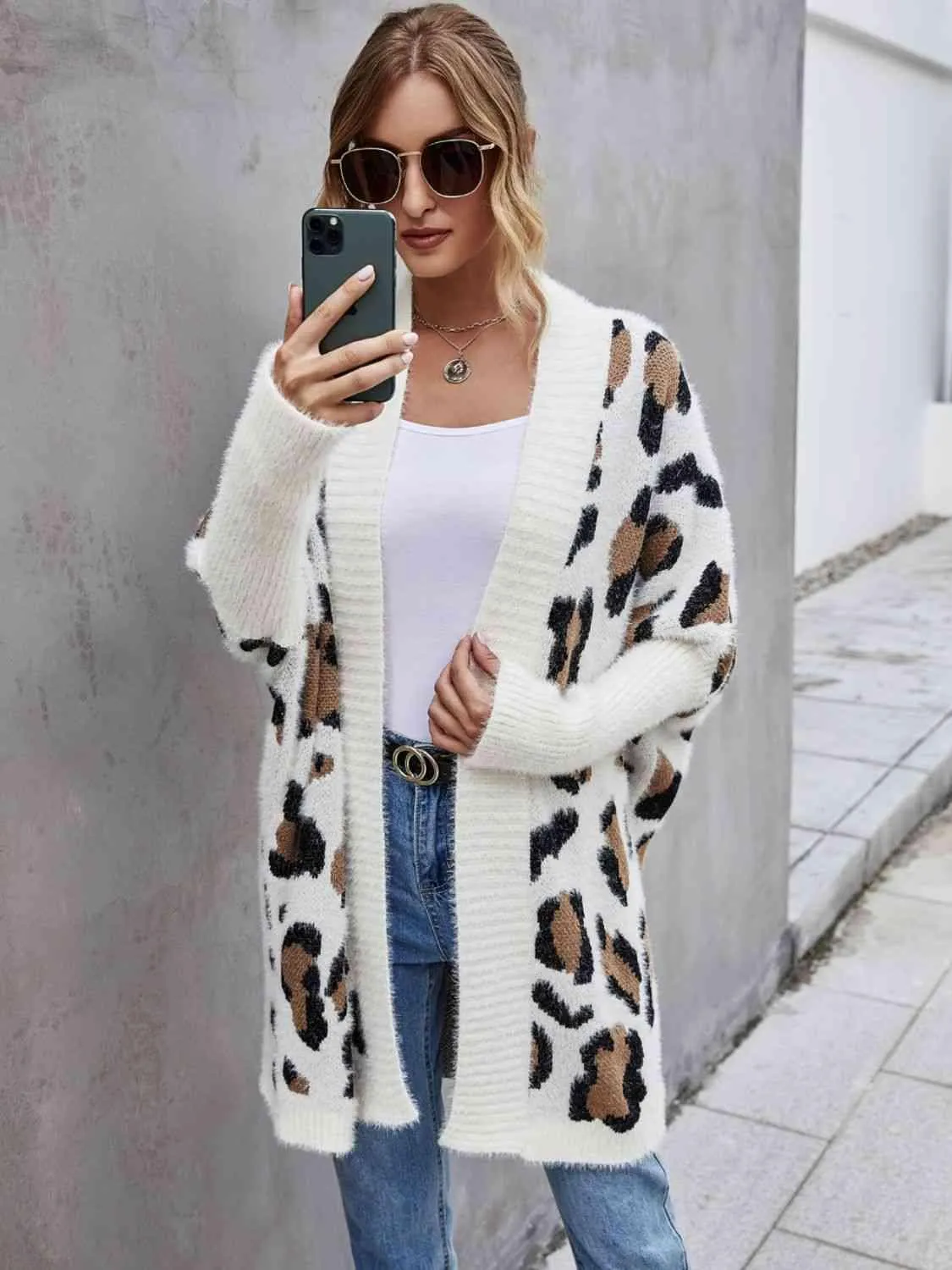 Abby Leopard Pattern Fuzzy Cardigan