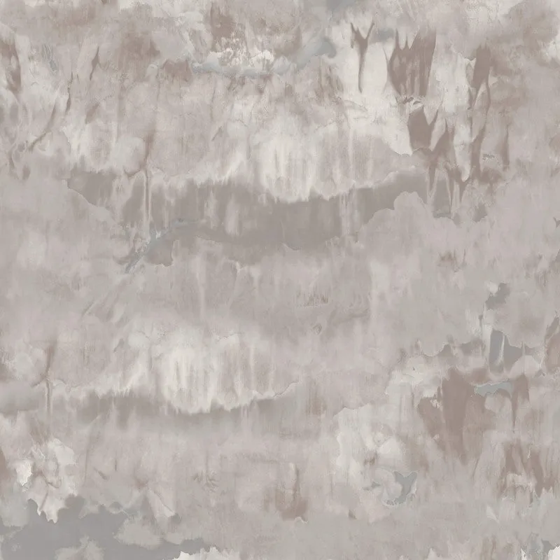 Abstract Scenery Wallpaper in Taupe/Silver