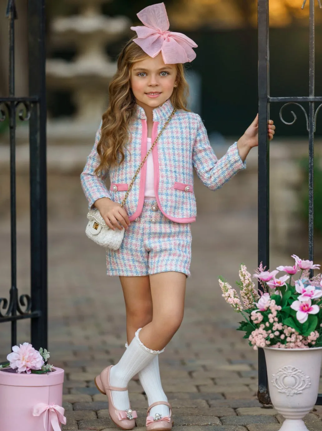 Adored Tweed Matching Blazer And Shorts Set