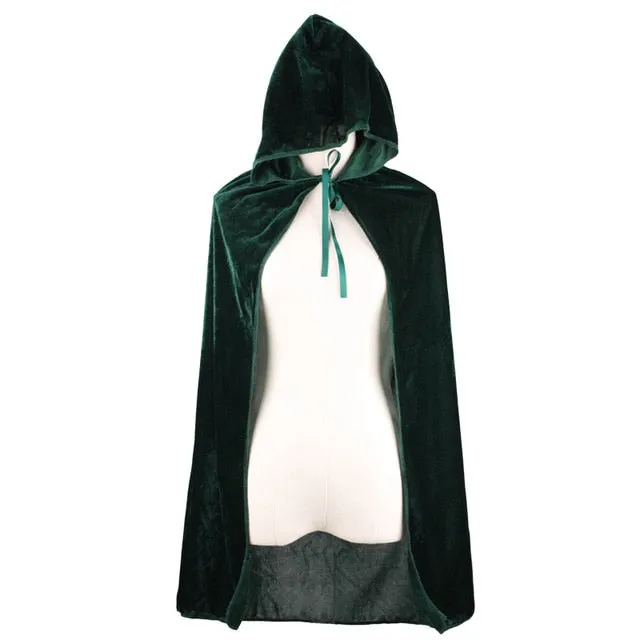 Adult Witch Long Halloween Cloaks Hood and Capes Halloween Costumes for Women Men Cosplay Costumes Velvet Cosplay Clothing