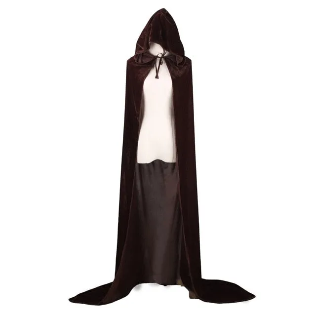 Adult Witch Long Halloween Cloaks Hood and Capes Halloween Costumes for Women Men Cosplay Costumes Velvet Cosplay Clothing