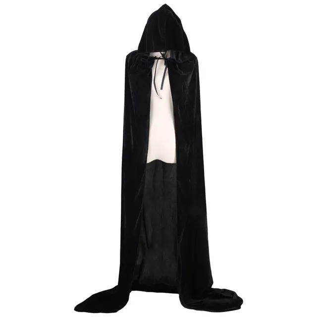 Adult Witch Long Halloween Cloaks Hood and Capes Halloween Costumes for Women Men Cosplay Costumes Velvet Cosplay Clothing