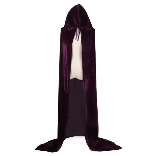 Adult Witch Long Halloween Cloaks Hood and Capes Halloween Costumes for Women Men Cosplay Costumes Velvet Cosplay Clothing