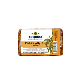 Akwaaba African Black Soap Bar (Turmeric) 4oz