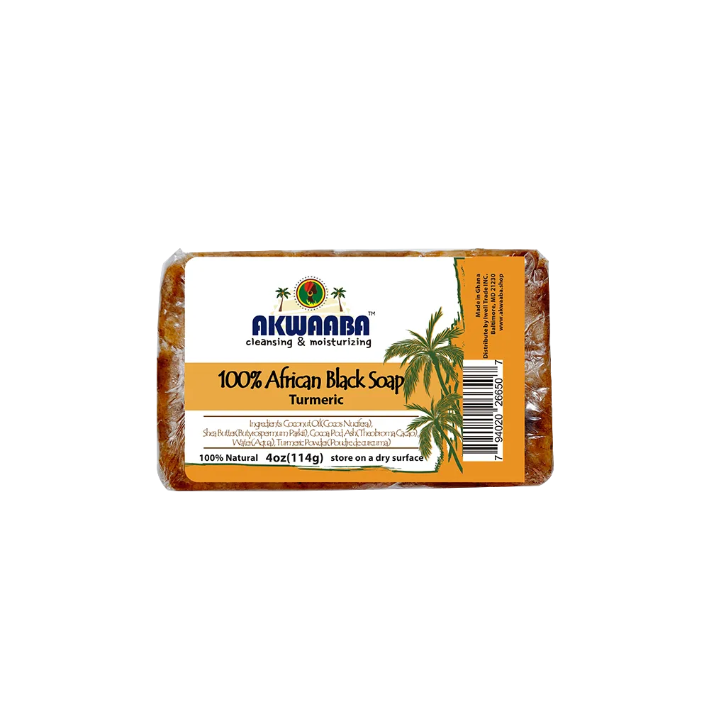 Akwaaba African Black Soap Bar (Turmeric) 4oz