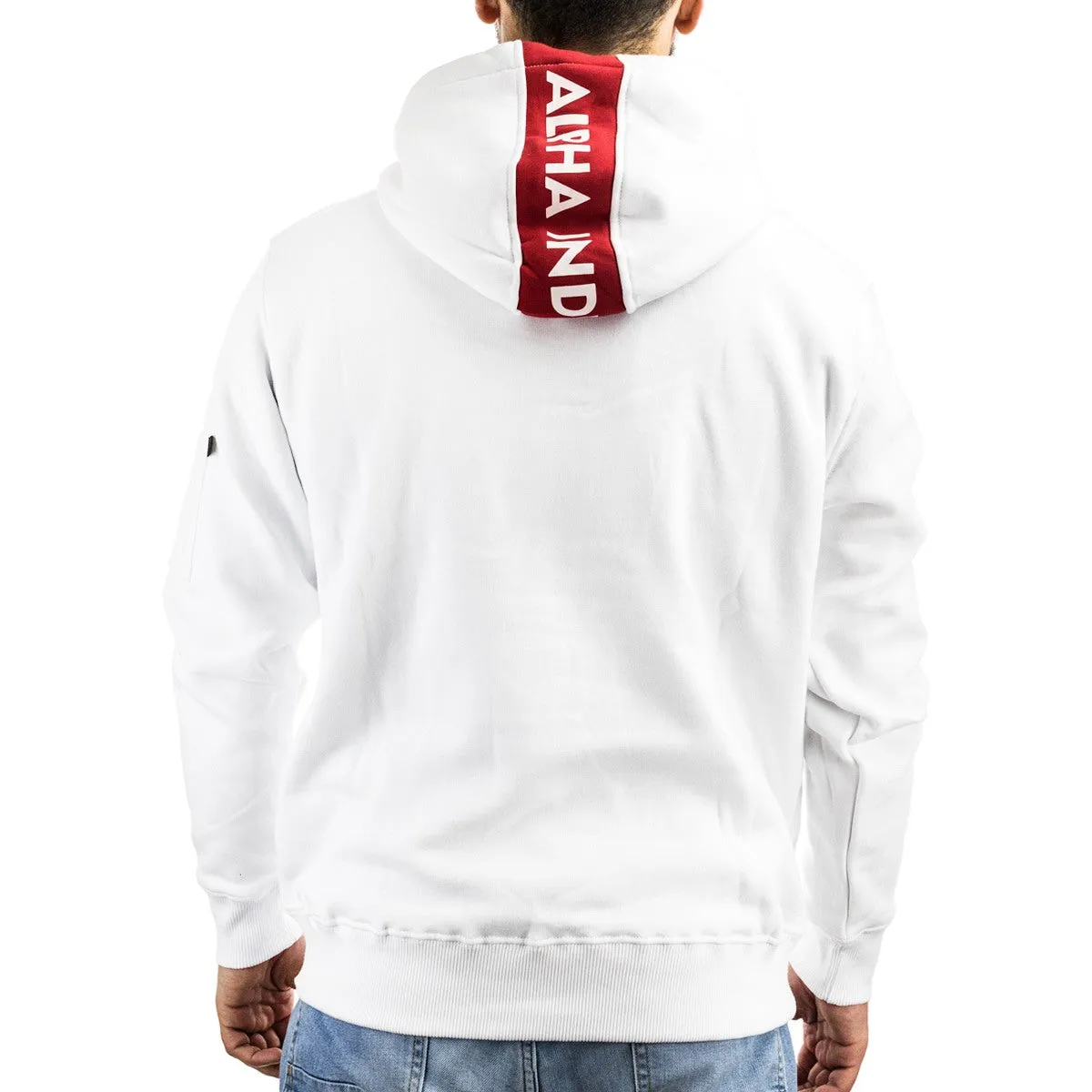 Alpha Industries Inc Red Stripe Hoodie 178314-178 - weiss-rot