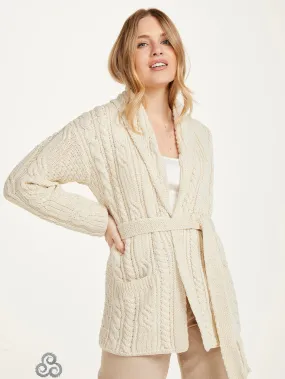 Aran - Belted Cardigan - Cream