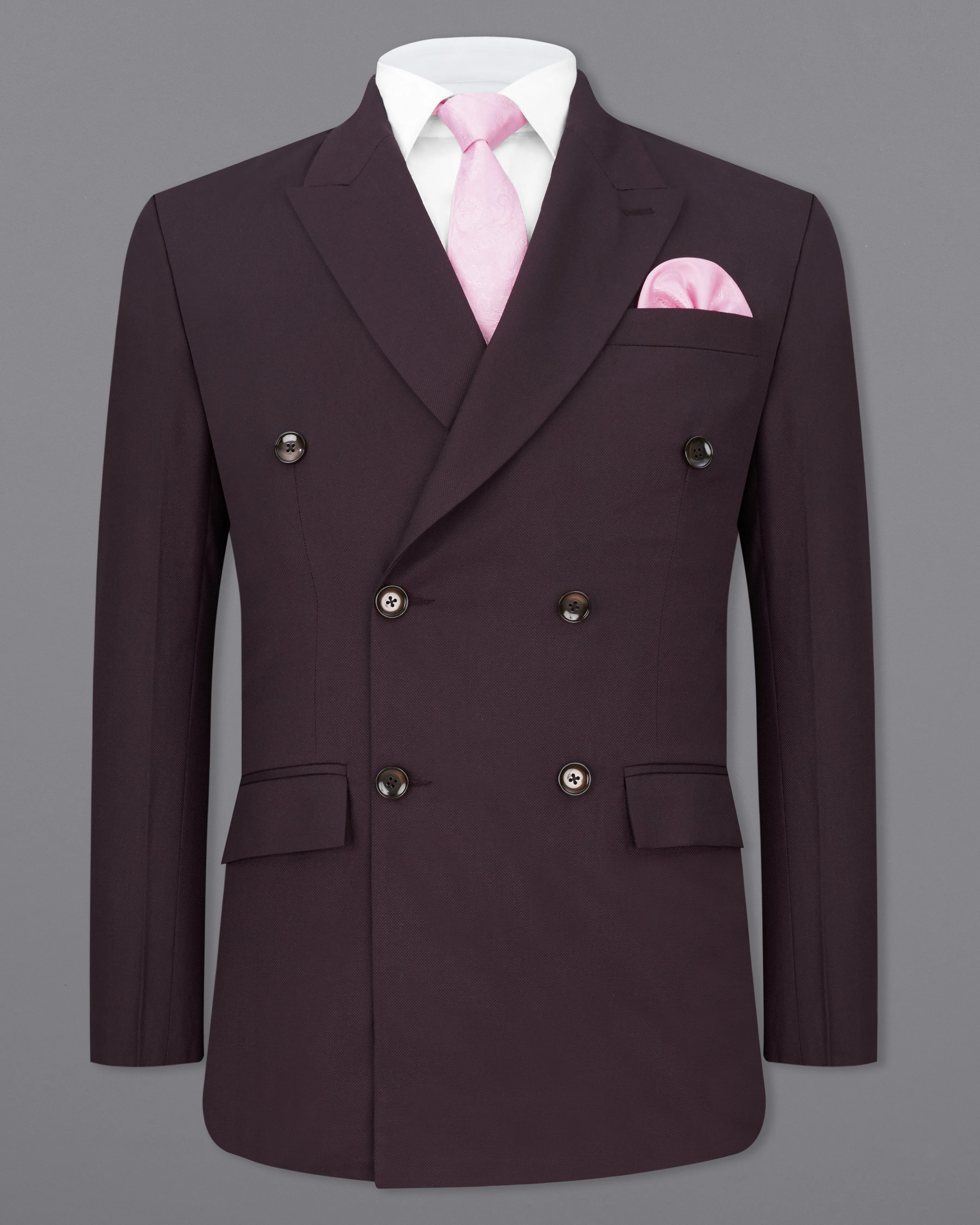 Aubergine Maroon Double Breasted Blazer