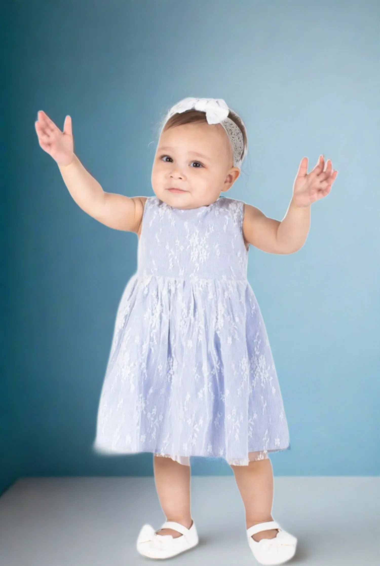 Baby Girl's Blue Lace Overlay Dress