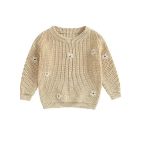 Baby/Little Kids Sweater - Beige Floral Accent