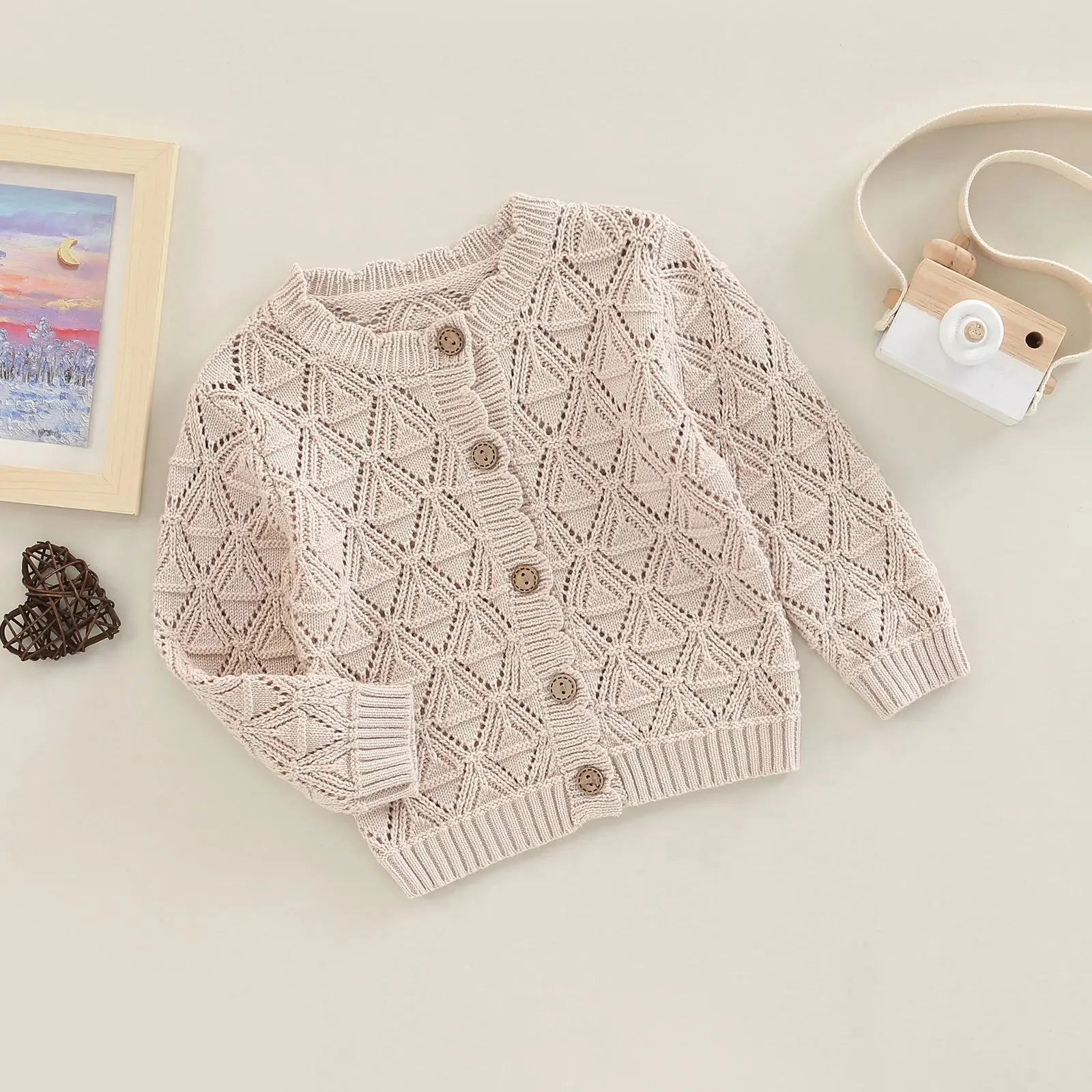 Baby/Toddler Button Down Sweater Cardigan - Beige Ivory