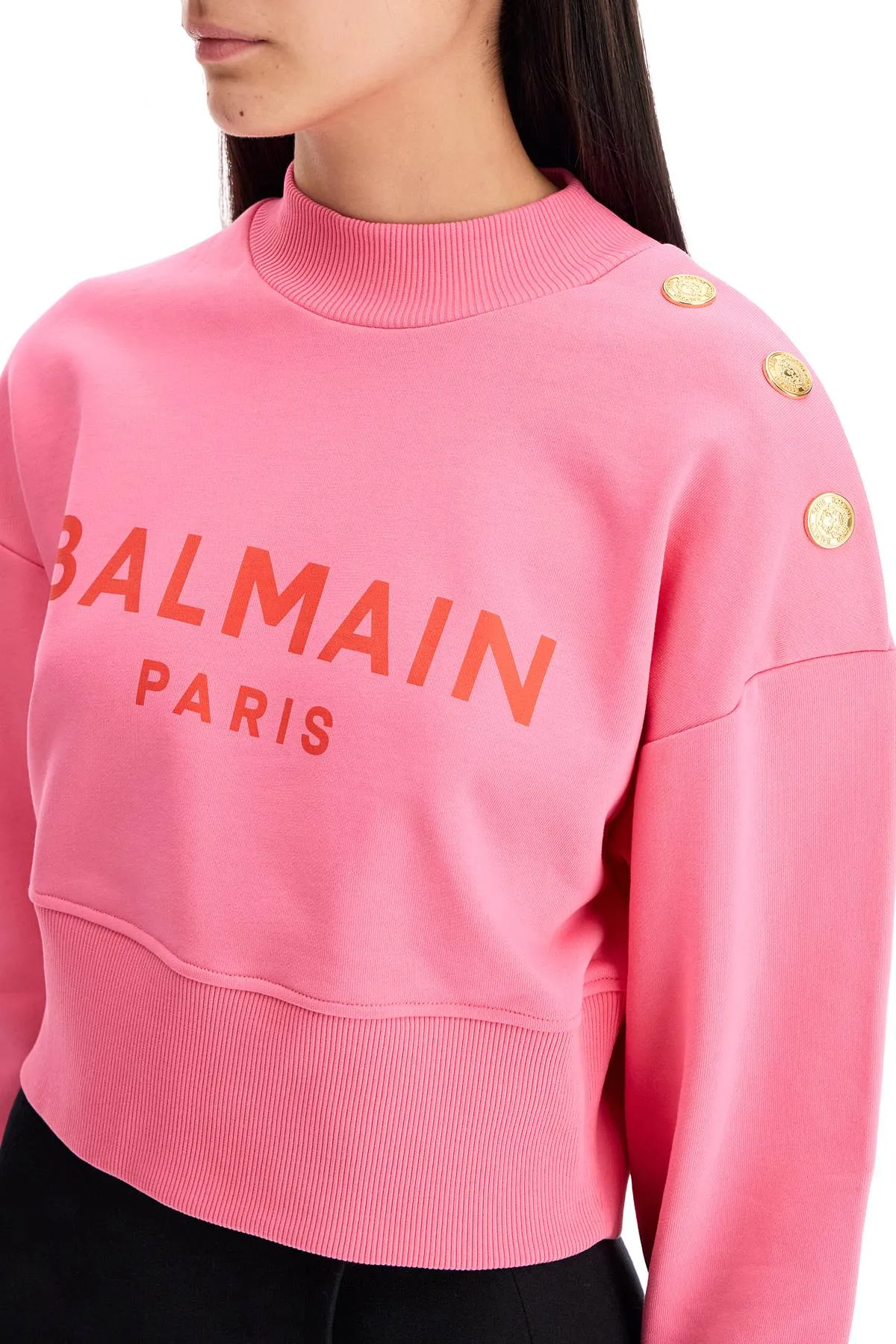 BALMAIN cropped sweatshirt with buttons