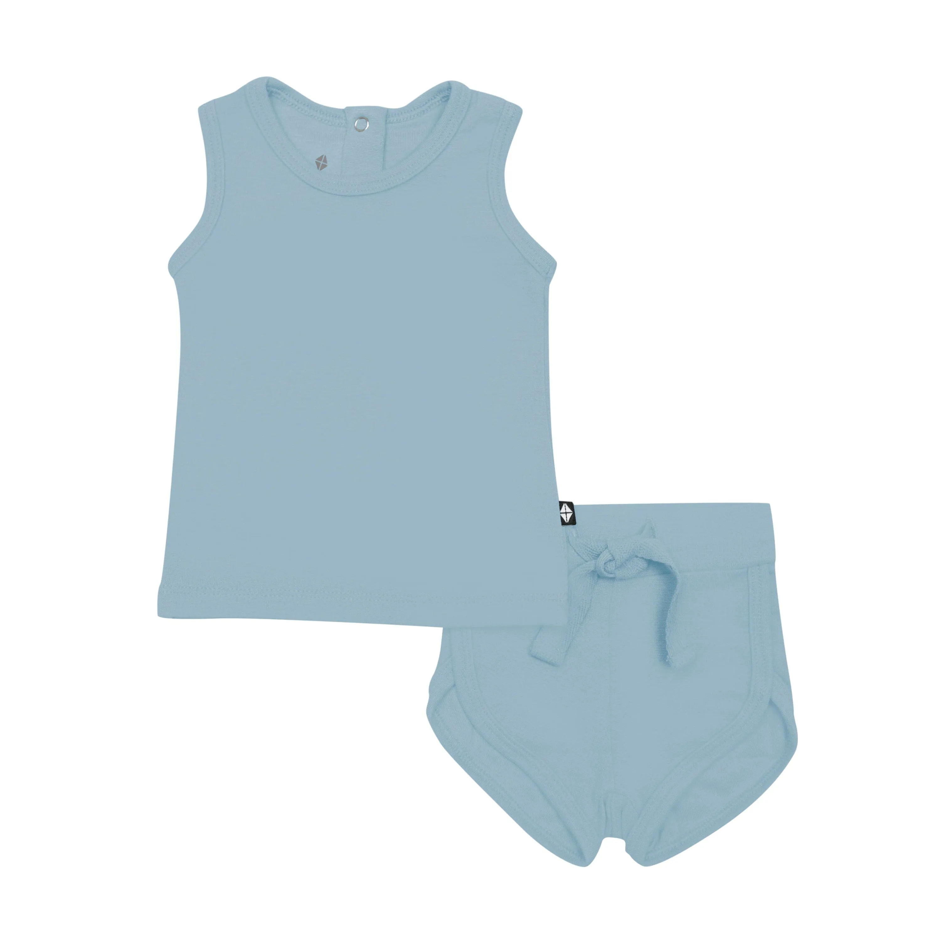 Bamboo Jersey Tank Jogger Set in Dusty Blue