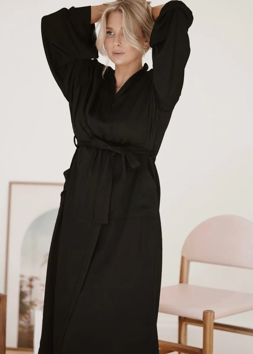 Bamboo Robe in Black - Long Length