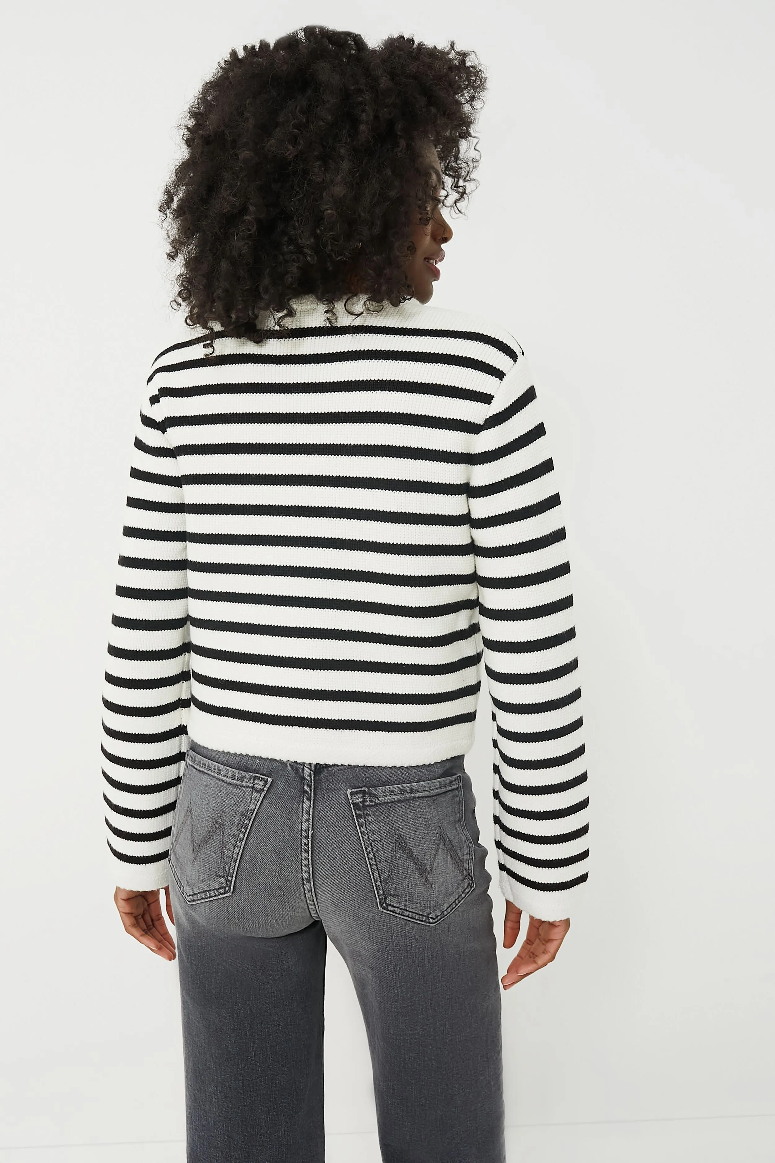 Black & Cream Stripe Annie Structured Cardigan