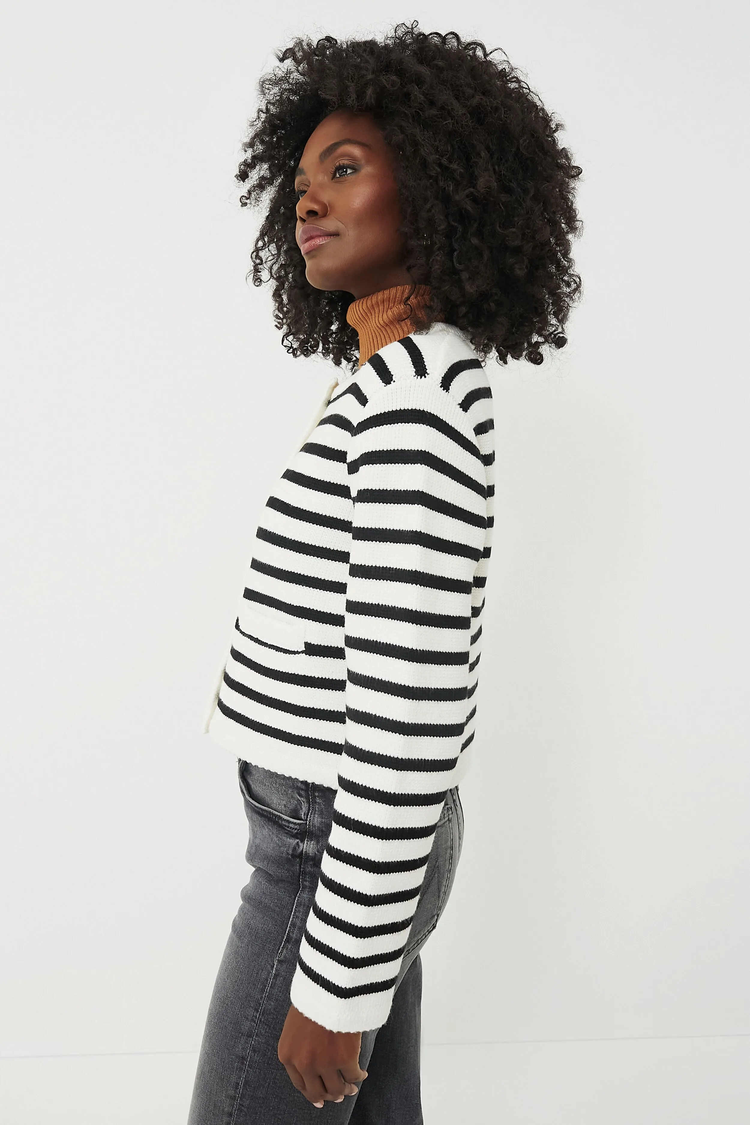 Black & Cream Stripe Annie Structured Cardigan