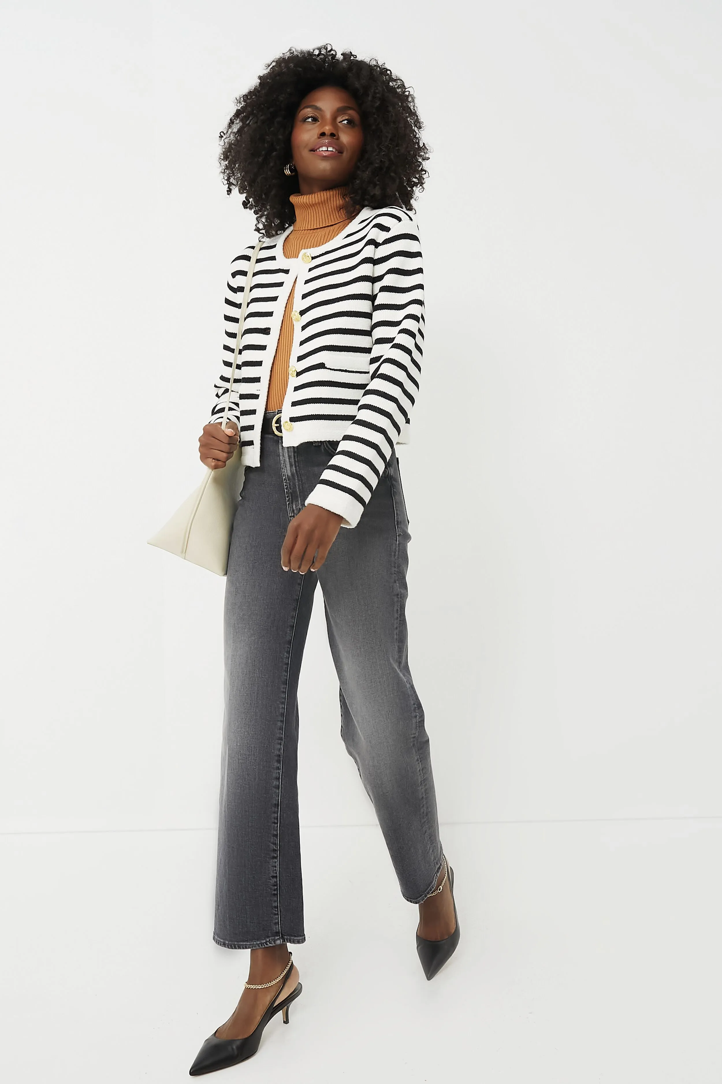 Black & Cream Stripe Annie Structured Cardigan