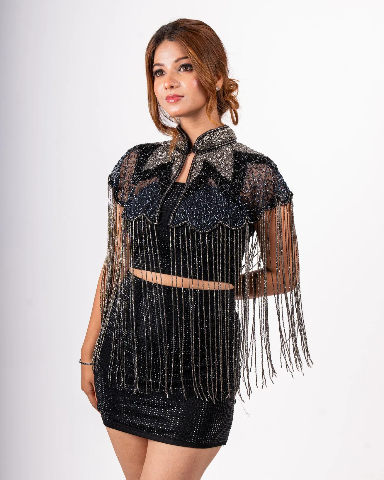 Black & Silver Beaded Shrug