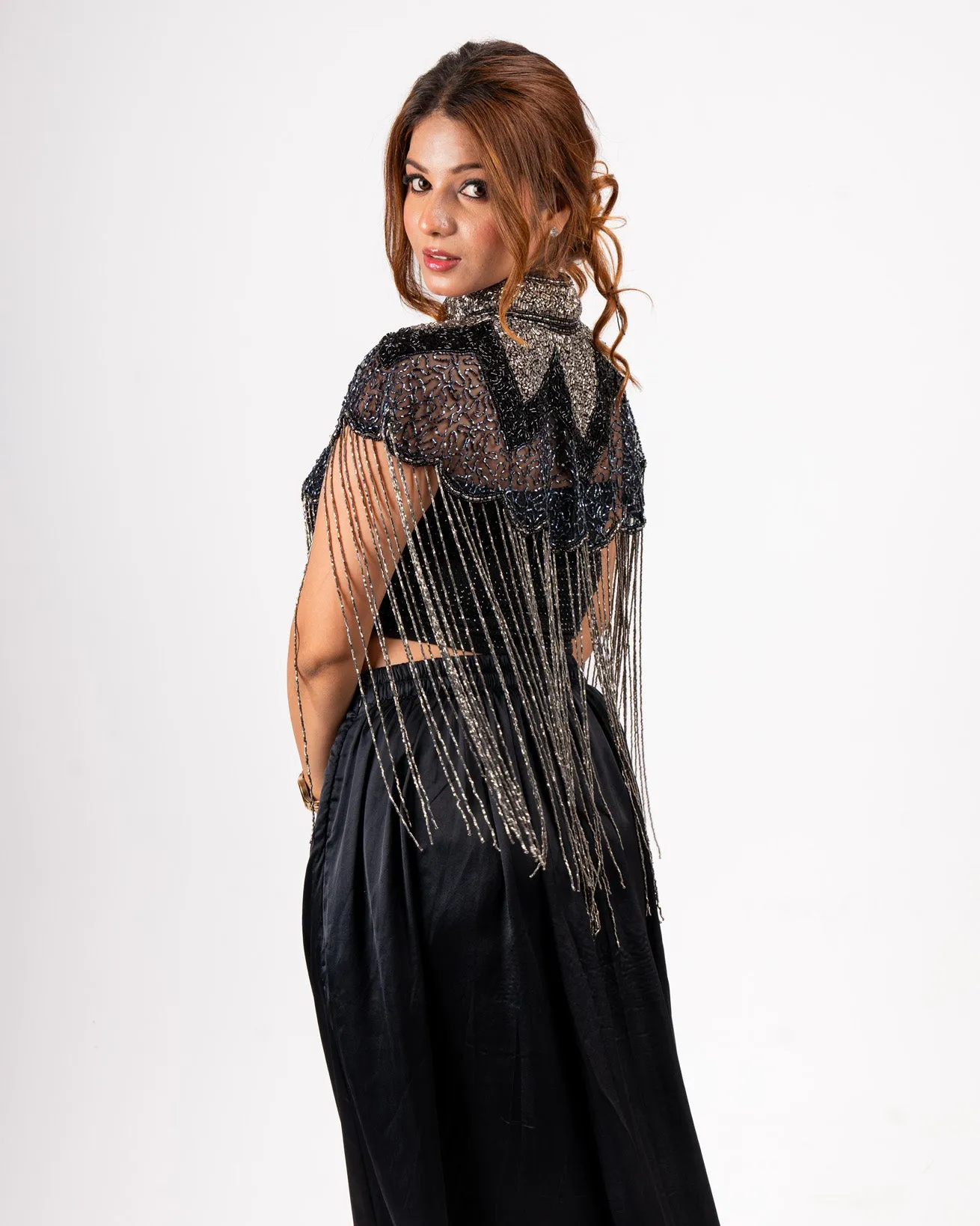 Black & Silver Beaded Shrug