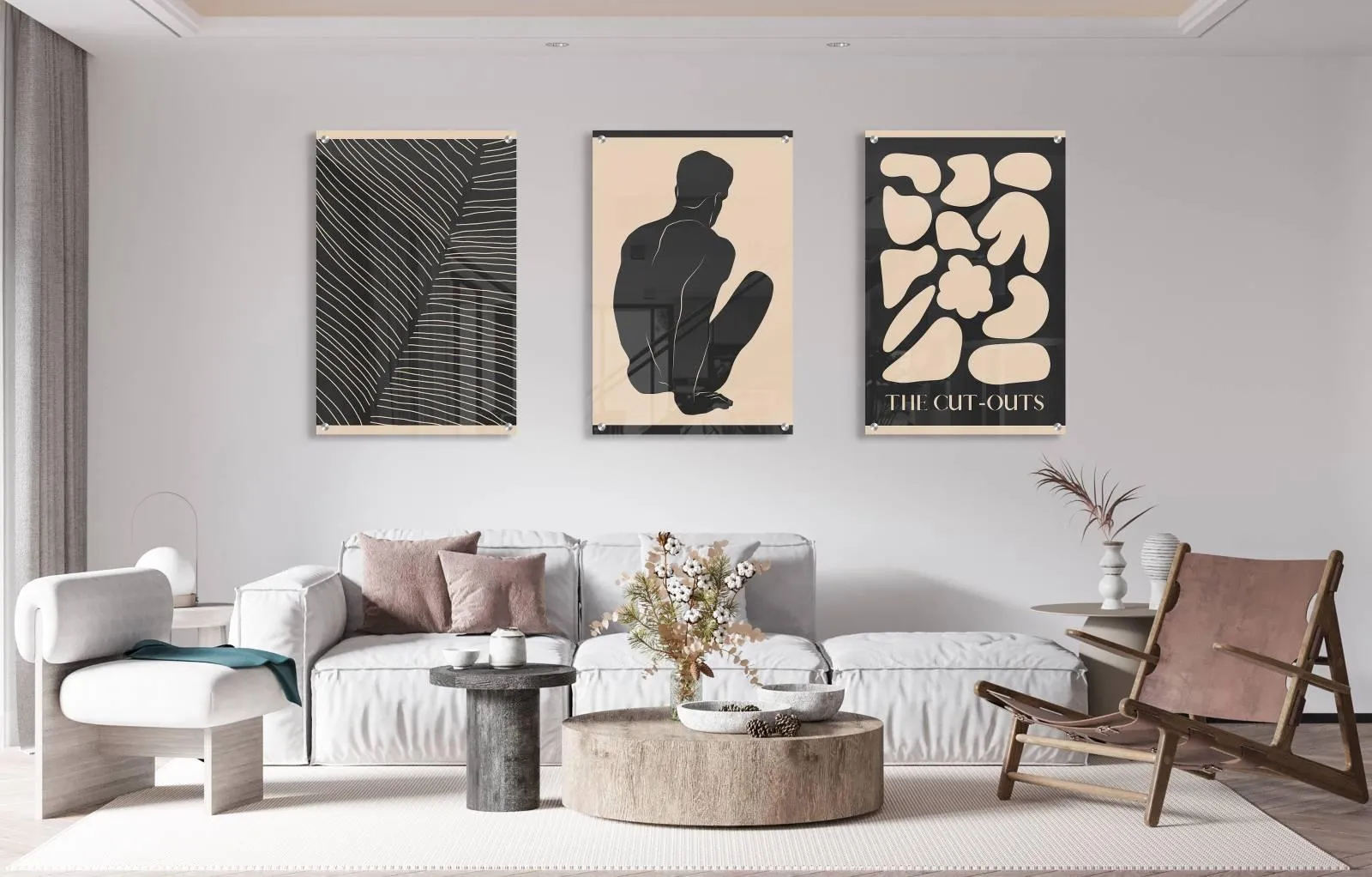 Black and Beige Design Set of 3 Prints Modern Wall Art Modern Artwork