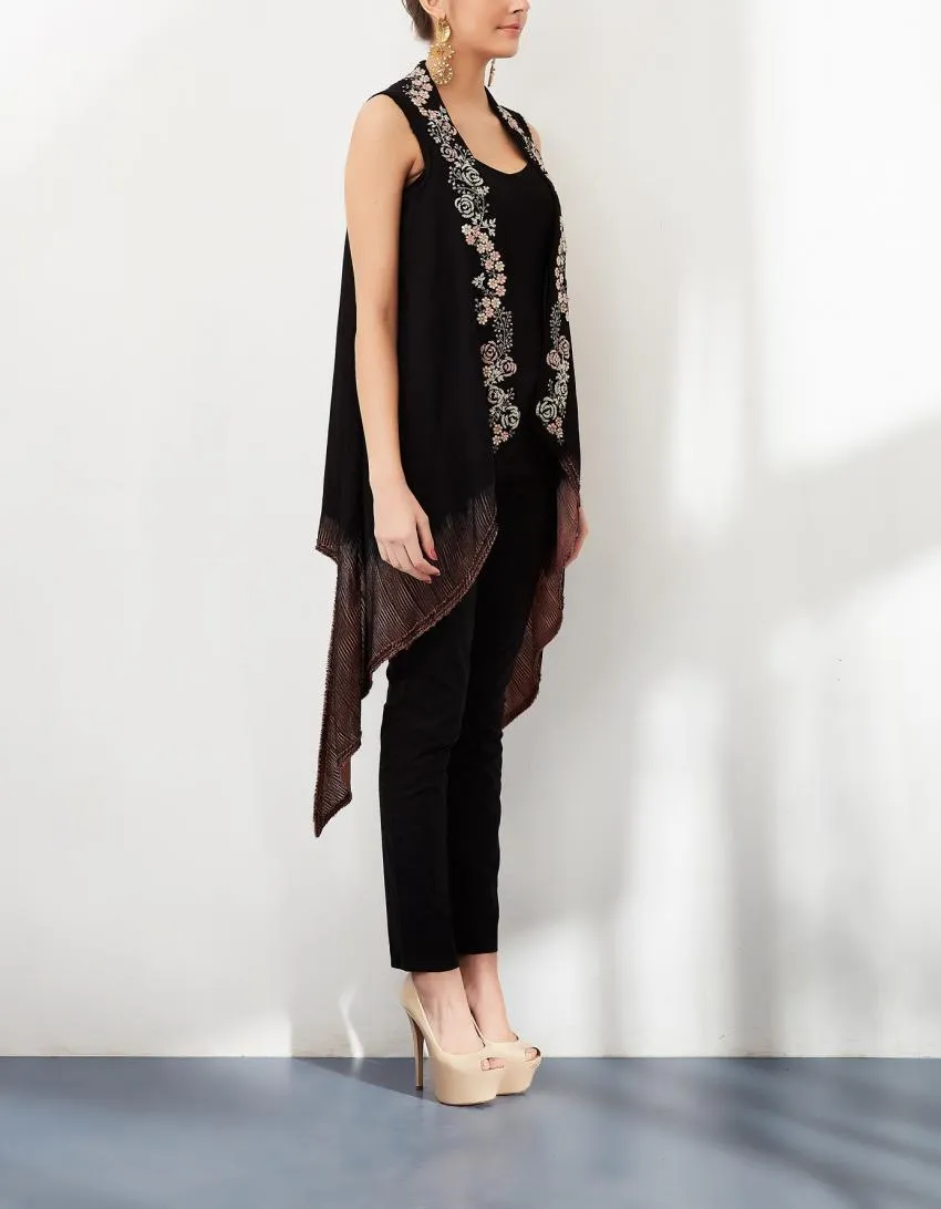 Black Embroidered Cape