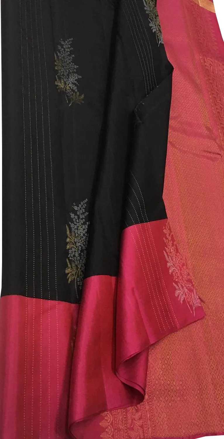 Black Kanjeevaram Handloom Pure Silk Saree