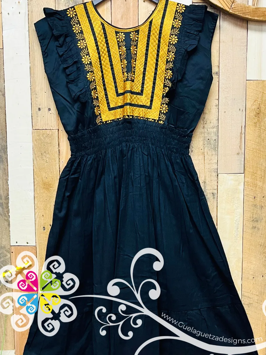 Black Tehuana Bonita Dress