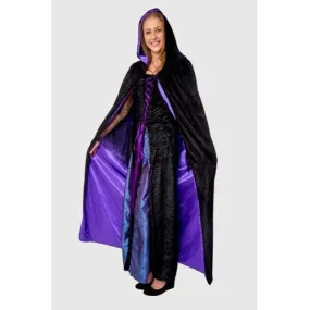 Black Velvet Reversible Cape - Purple Satin lining