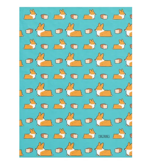 Blue Loaf Corgi Fleece Blanket | 3 Sizes