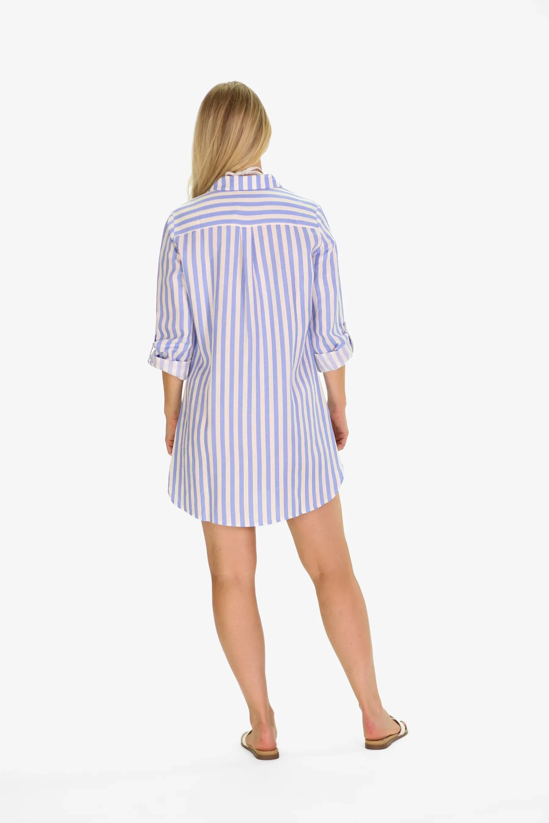 Blue Sky Linen Stripe Flagler Cover Up