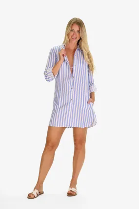 Blue Sky Linen Stripe Flagler Cover Up