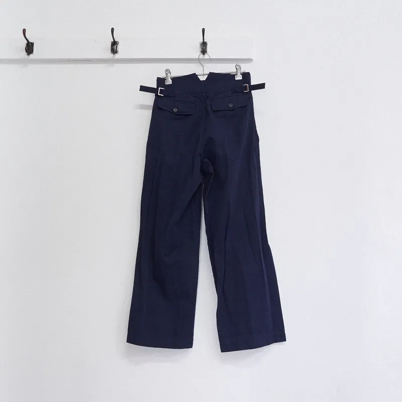 boiled polyester side buckle trousers