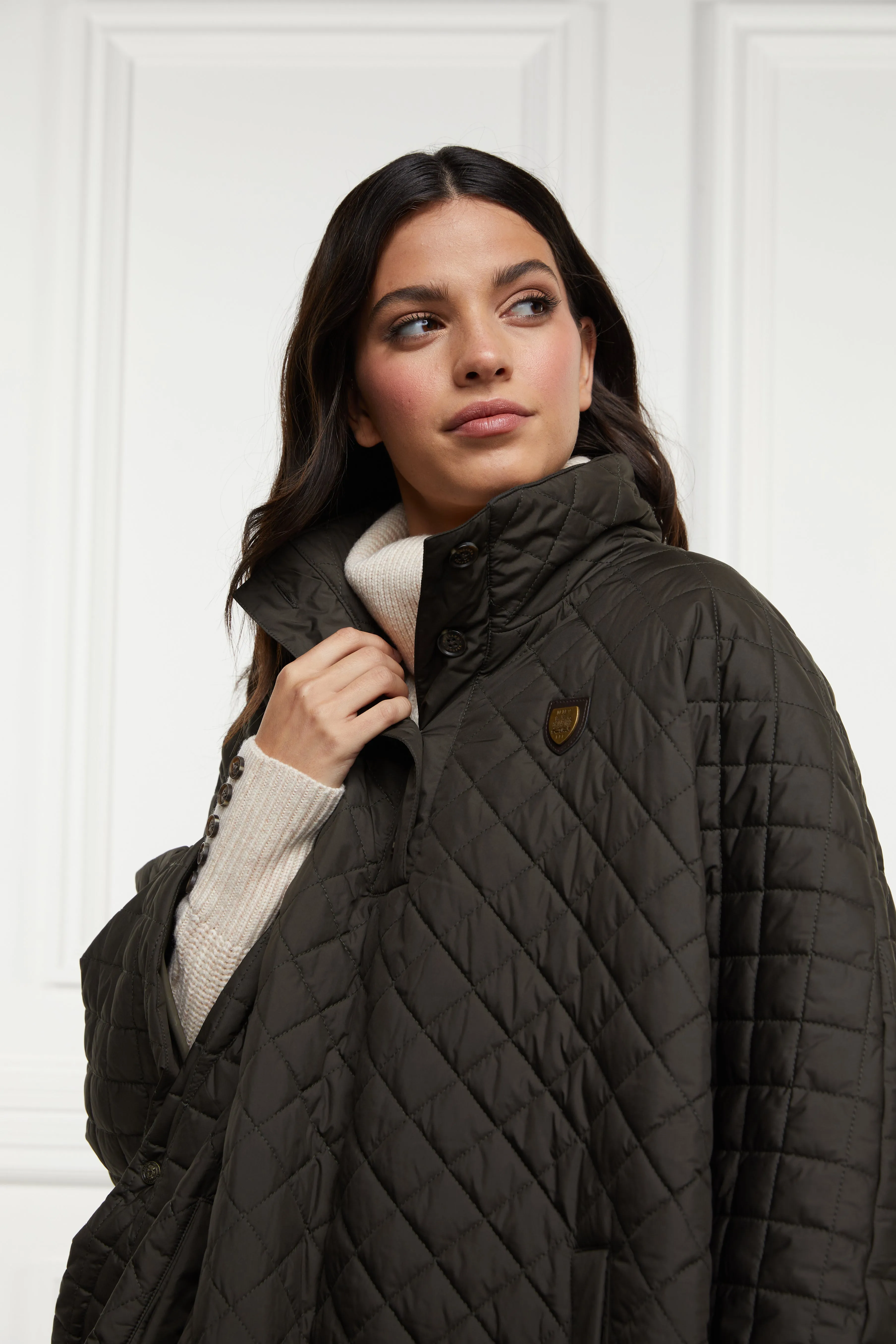 Brooke Quilted Cape (Dark Olive)