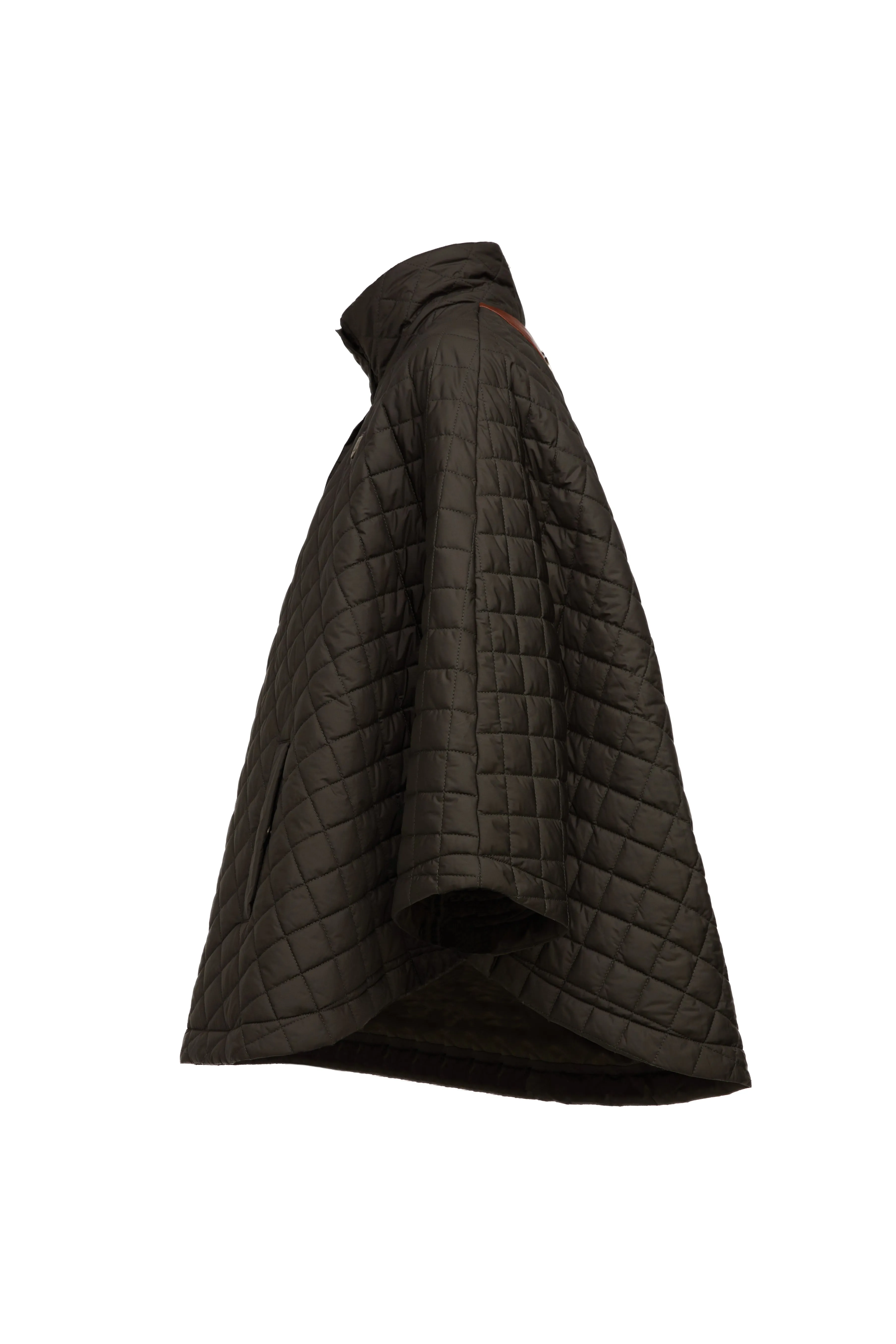 Brooke Quilted Cape (Dark Olive)