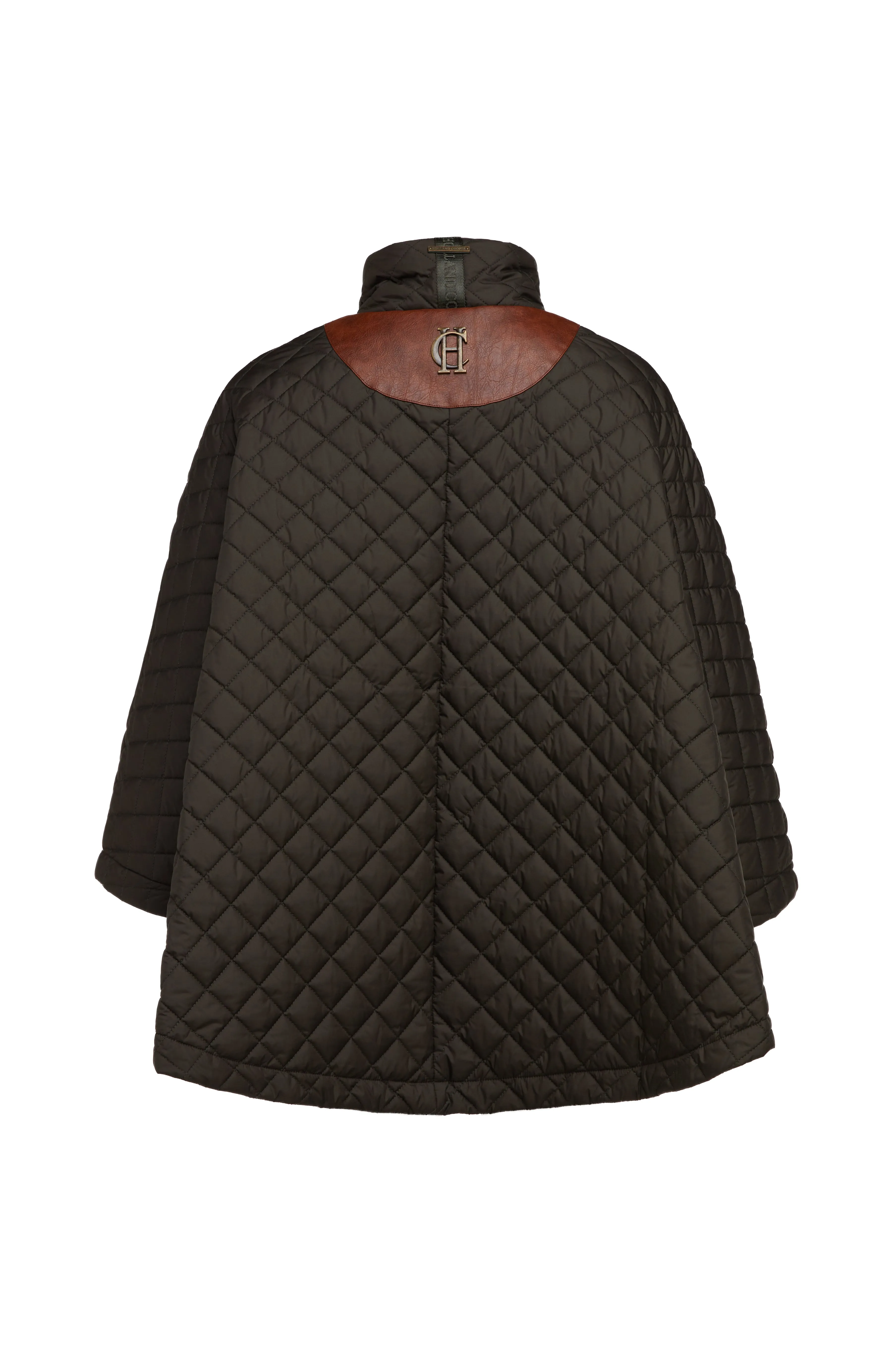 Brooke Quilted Cape (Dark Olive)