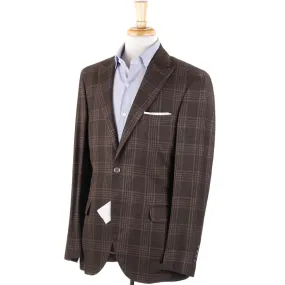 Brunello Cucinelli Brown Check Wool-Linen-Silk Sport Coat