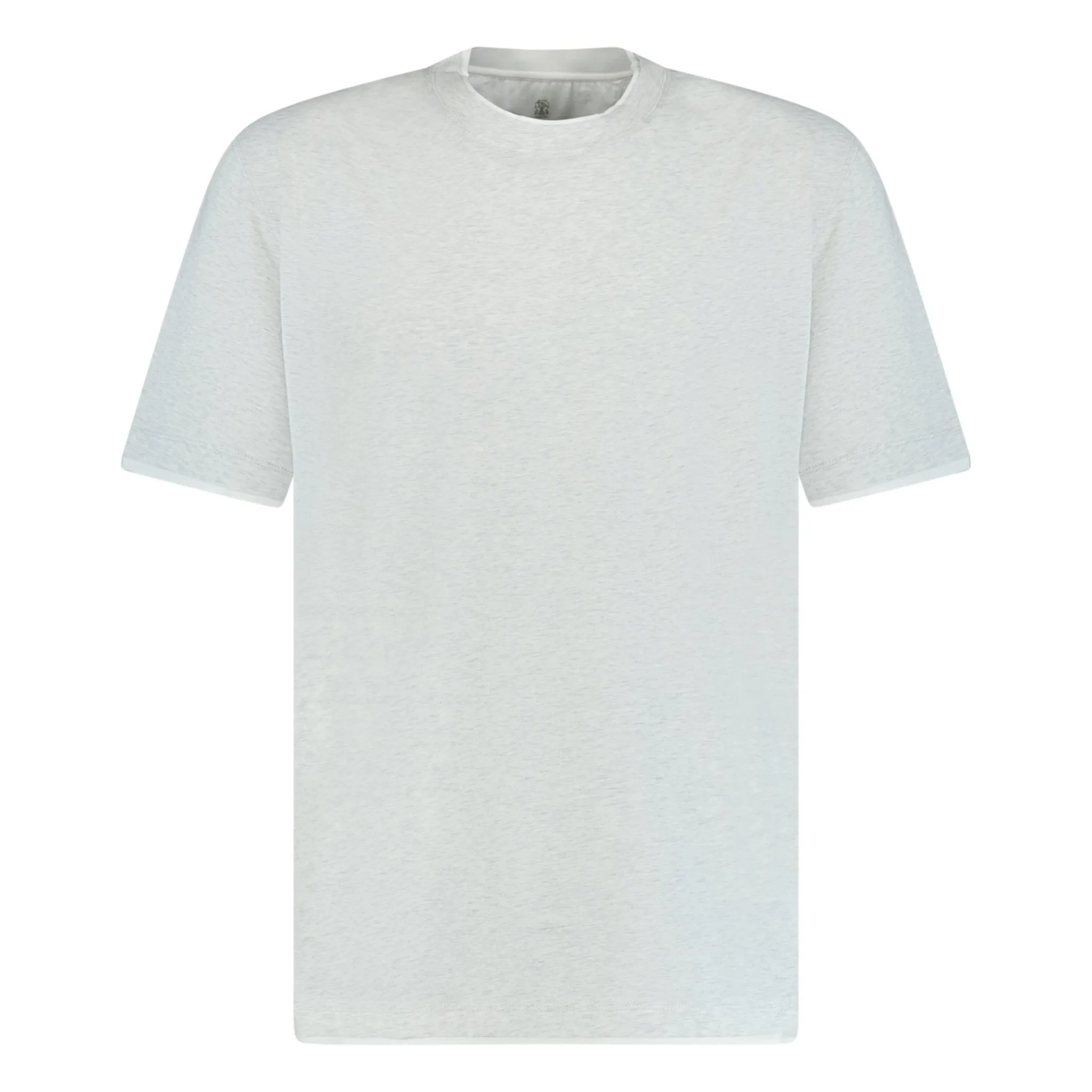 BRUNELLO CUCINELLI DOUBLE CREW NECK T-SHIRT GREY & WHITE