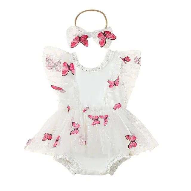 BUTTERFLY White Romper Dress