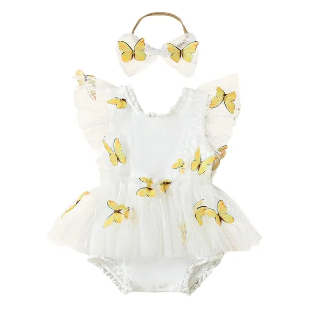 BUTTERFLY White Romper Dress