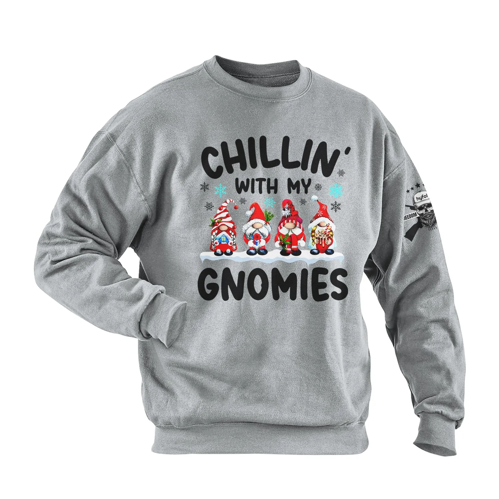 CHILLIN WITH MY GNOMIES COTTON GRAPHIC SWEATSHIRT