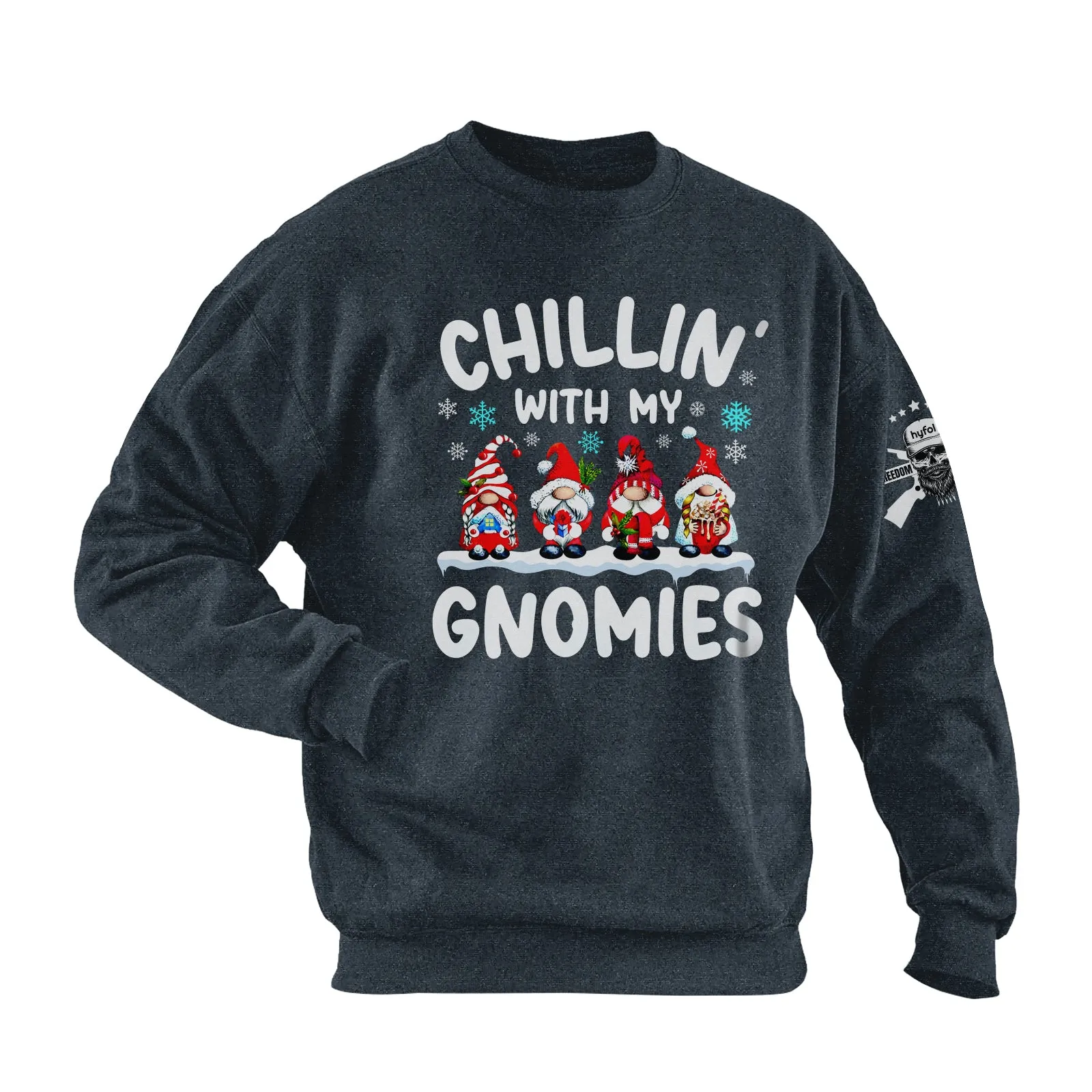 CHILLIN WITH MY GNOMIES COTTON GRAPHIC SWEATSHIRT