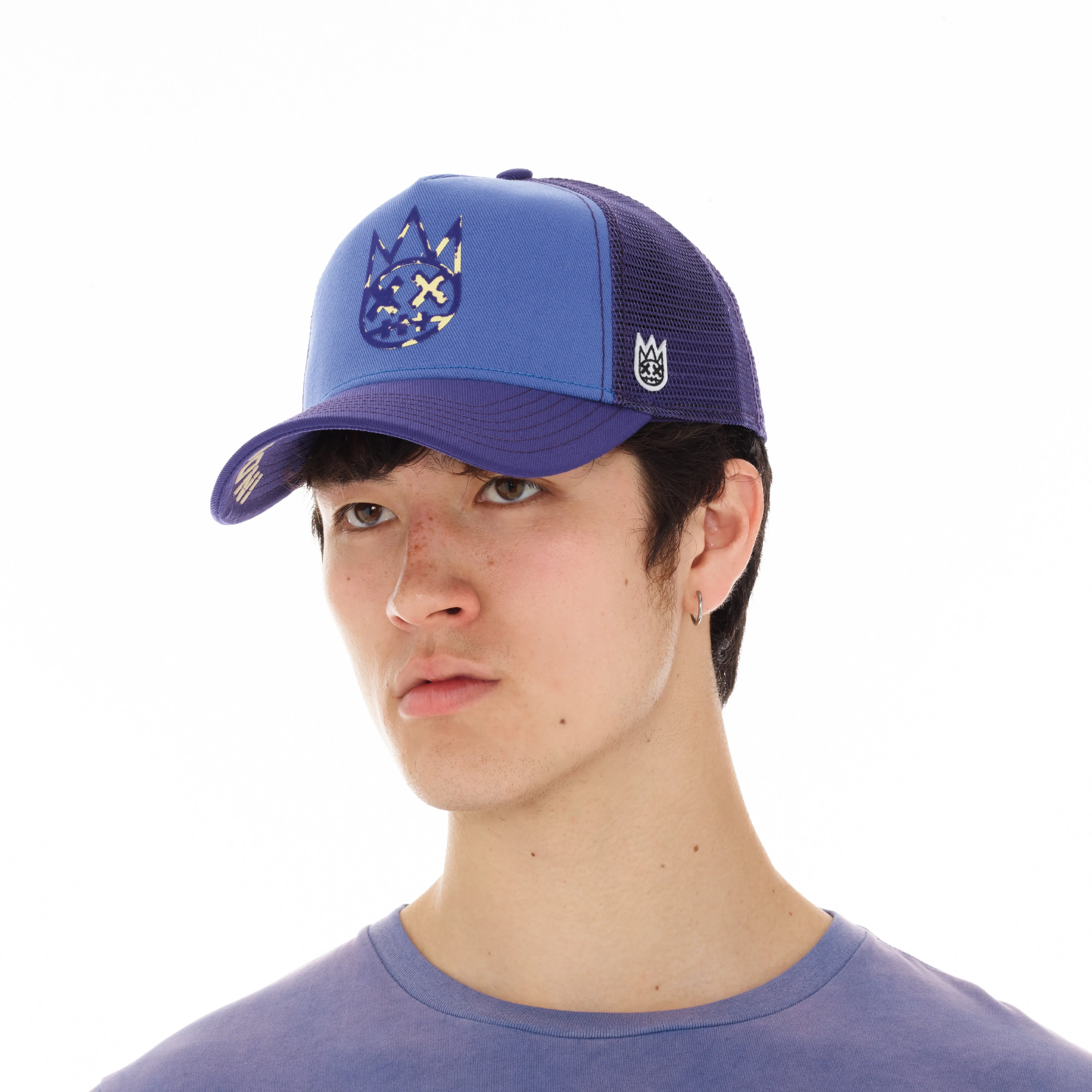 CLEAN LOGO MESH BACK TRUCKER CURVED VISOR IN VINTAGE PURPLE